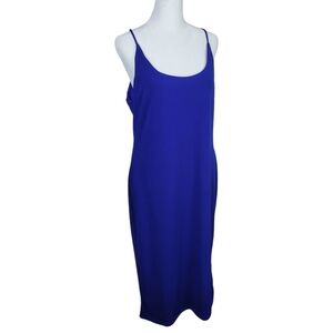 Lulus Midi Slip Dress Womens XL Royal Blue Sleeveless Scoop Neck Spaghetti Strap
